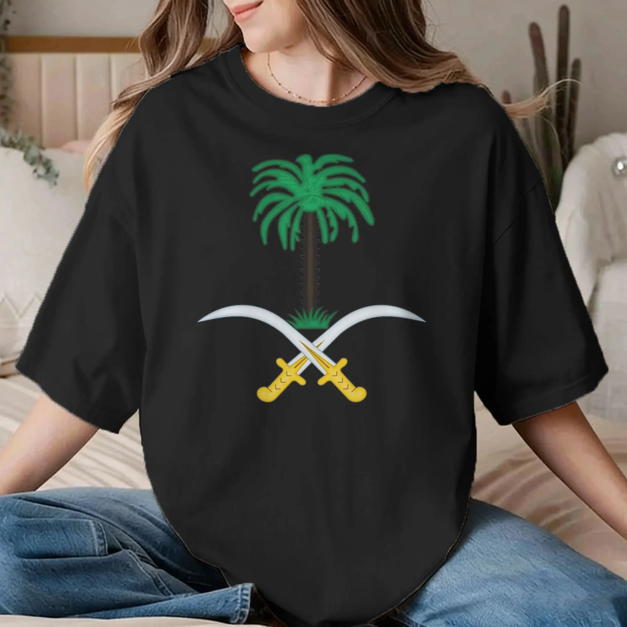 Saudi National Day Men Women T Shirts Saudi Arabia lover Funny Tee Shirt Short Sleeve Crew Neck T-Shirt Cotton Plus Size Clothes
