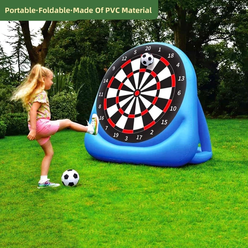 Inflatable Soccer Dart Board Set Portable Outdoor Water Toy Pool Party Game for Kids Adults Family Interactive Football Target