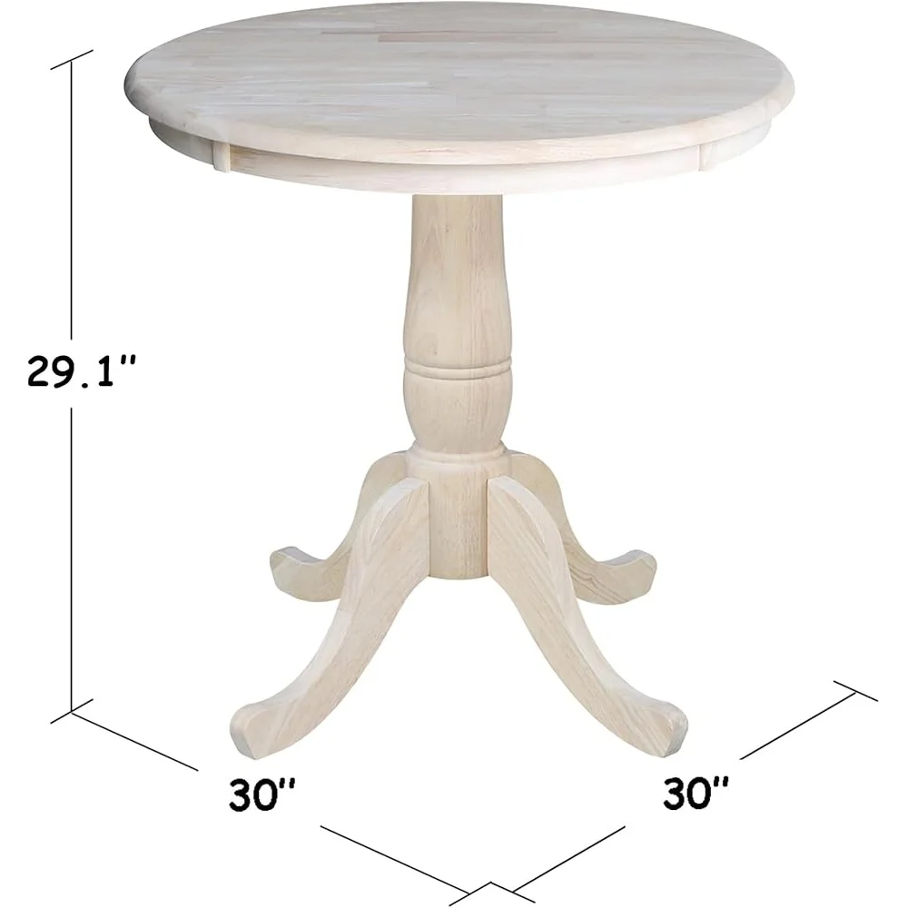 Solid Wood Round Pedestal Dining Table Sturdy Parawood Eco-Friendly Customizable Finish Easy Assembly Compact Design Perfect