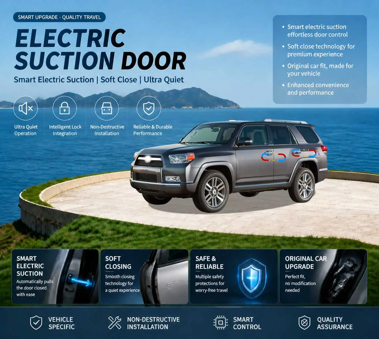 

Car-Specific Auto Soft Close Door & Electric Tailgate Modification Kit for Toyota 4Runner 5th Gen N280 2010-2024