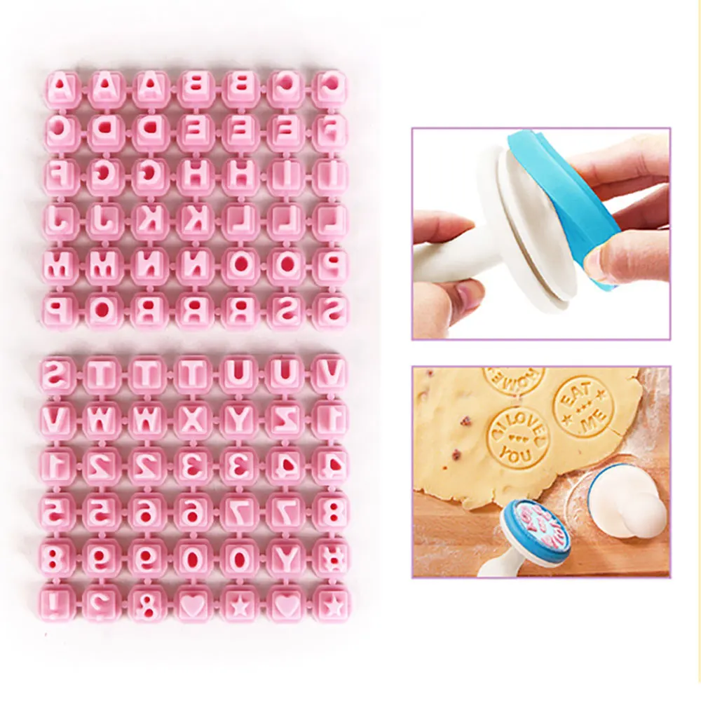 Silicone World Number Letters Cookie Stamp Mold Fondant Cutter Cookie DIY Tool Cake Decorating Tools Pastry Baking Mould Set