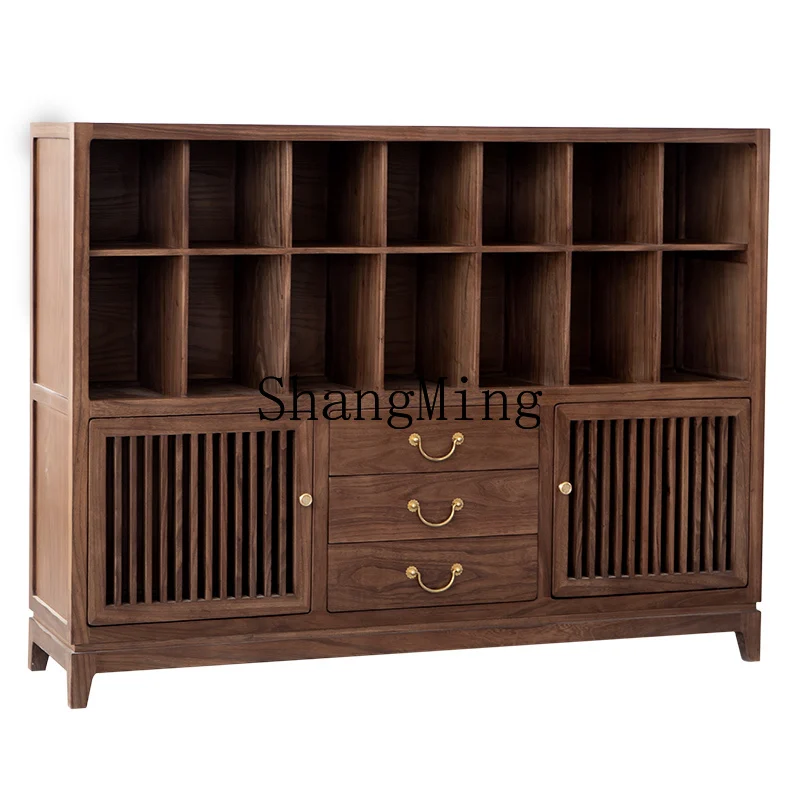 

ZHB New Chinese Solid Wood Side Cabinet Dining Side Cabinet Zen Tea Cabinet Display Stand Bogu Bookshelf Tea Room Furniture