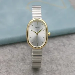 Ovale Kleine Wijzerplaat Vrouwen Quartz Horloge Rvs Bamboe Band Meisje Student Vrije Tijd Mode Luxe Cadeau Polshorloge Dropshipping