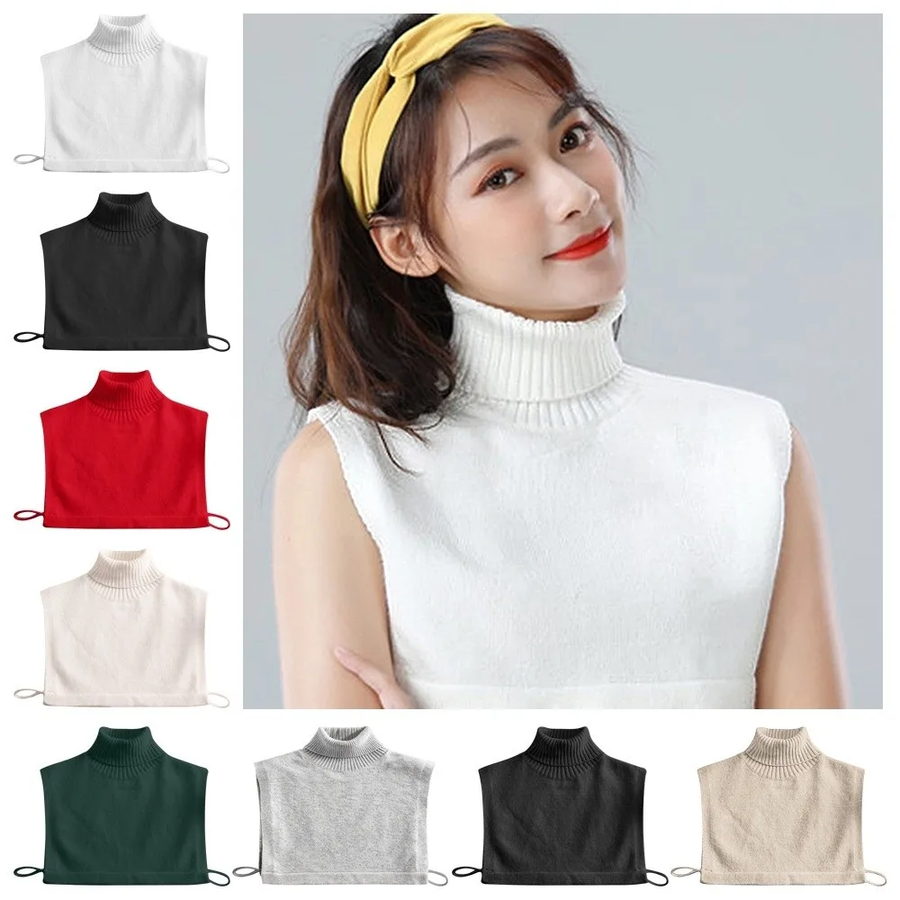 

Knitted Sweater False Collar Turtleneck Solid Color Half-Shirt Blouse Detachable Stand Collar Autumn Winter Clothing Accessories