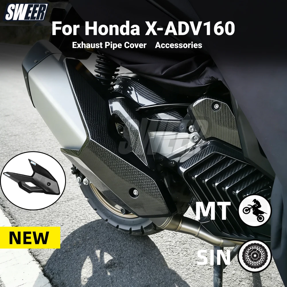 Cocok untuk Modifikasi Sepeda Motor Honda X-ADV160 - Penutup Pipa Knalpot Cetak Hidrografik Serat Karbon untuk Tahan Gores