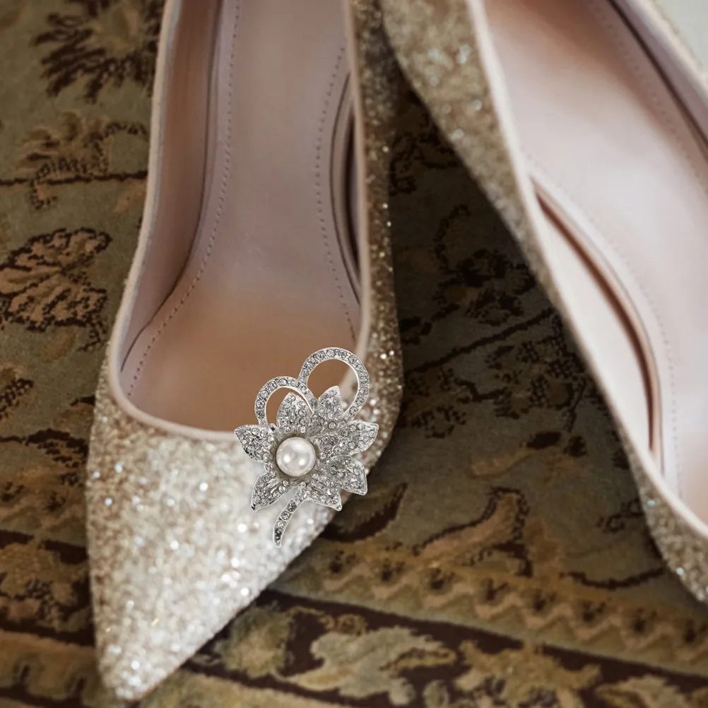 

2 шт. Изысканные клипсы для обуви с цветами из страз, из цинкового сплава, для женских туфель, босоножек, свадебных и праздничных украшений