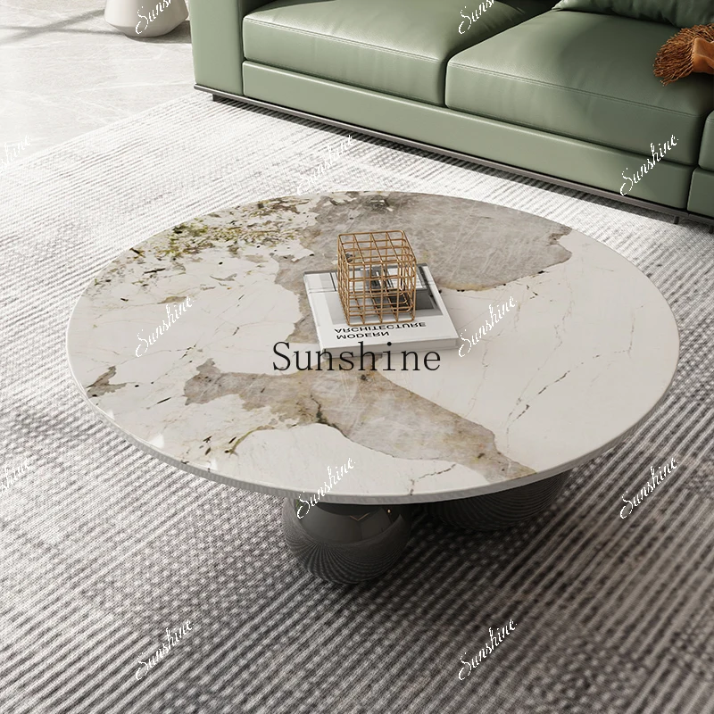 

Creative stainless steel senior rock slab tea table simple sofa edge FT