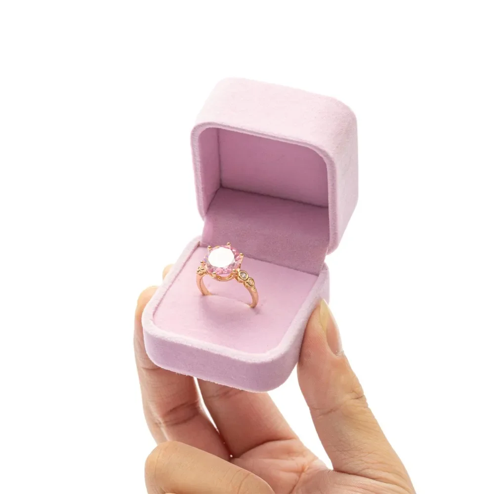 Wholesale Engagement Velvet Earring Ring Packaging Box Jewelry Organizer Valentine Day Gift Case Ring Display Holder Storage