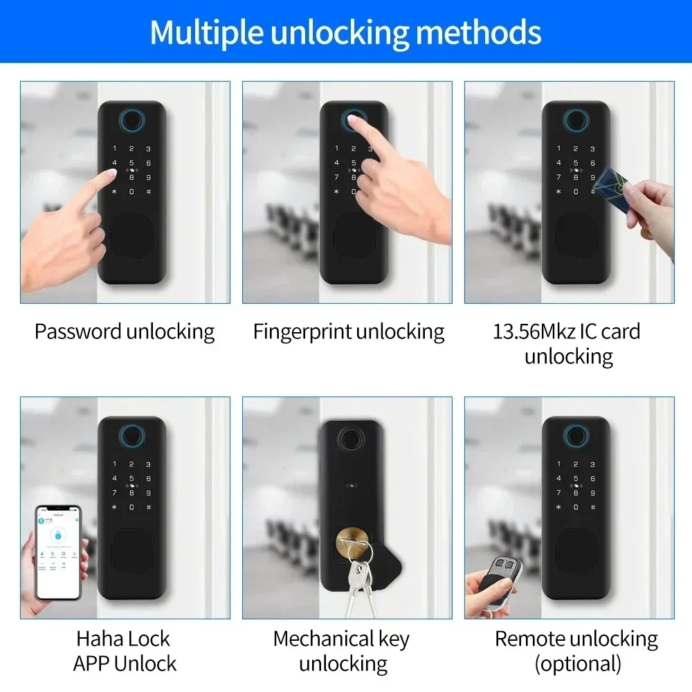 TTlock Electronic Smart Door Lock Fingerprint Biometric Bluetooth APP Wifi Code Digit Lock Work with Aleax Google Home for Home