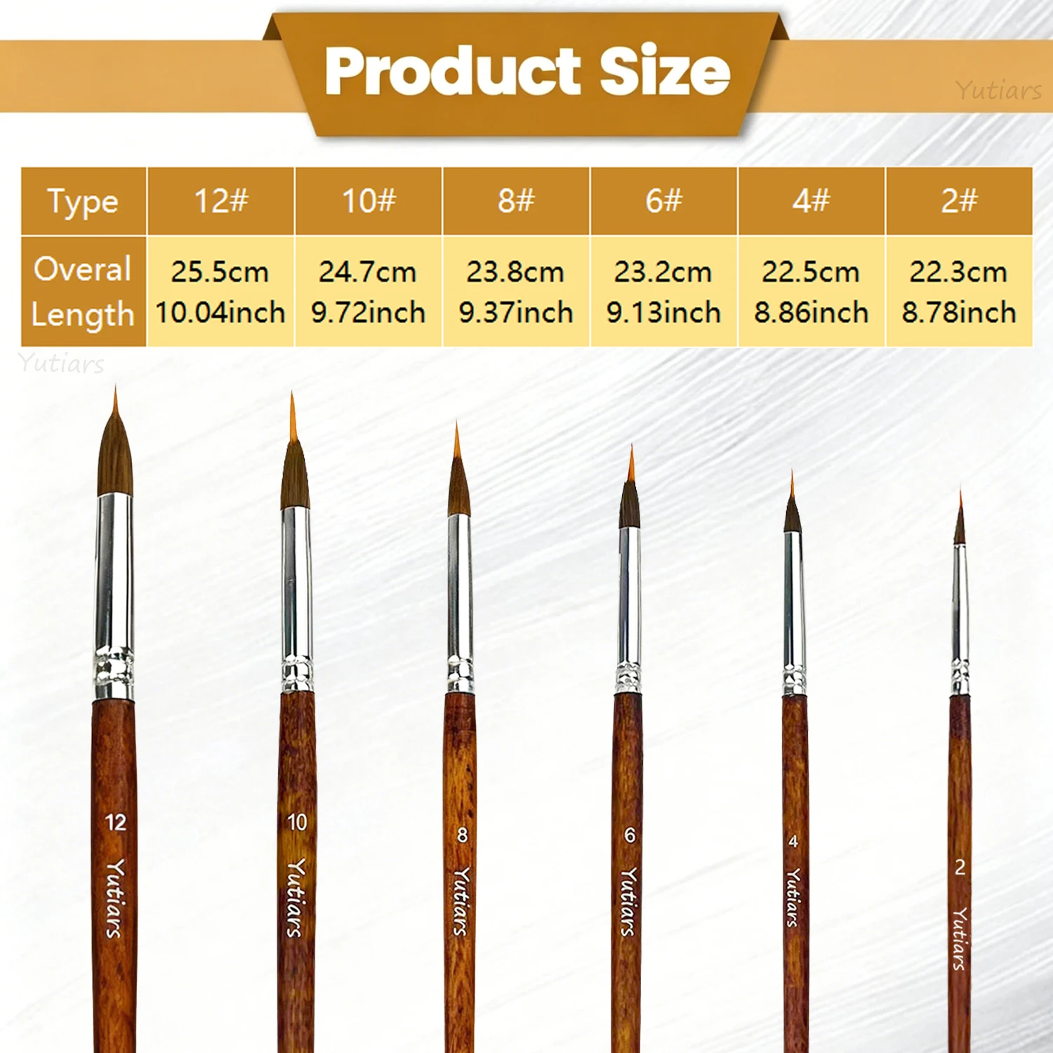 Yutiars 6Pcs Premium Synthetic Watercolor Brushes, 4Pcs Extended Point Brushes with Extra Long Pinhead for Micro Fine Detailing