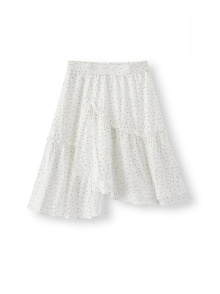 

Юбка Semir весна-лето с неровным подолом в горошек, женская, с цветочным кружевом, универсальная, S...