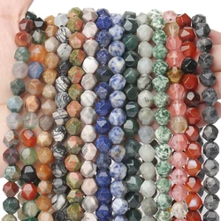 6mm 8mm 10mm Faceted Natural Stone Pink Quartz Howlite Agate Opal Loose Spacer Beads for Jewelry Making DIY Bracelet Accessories