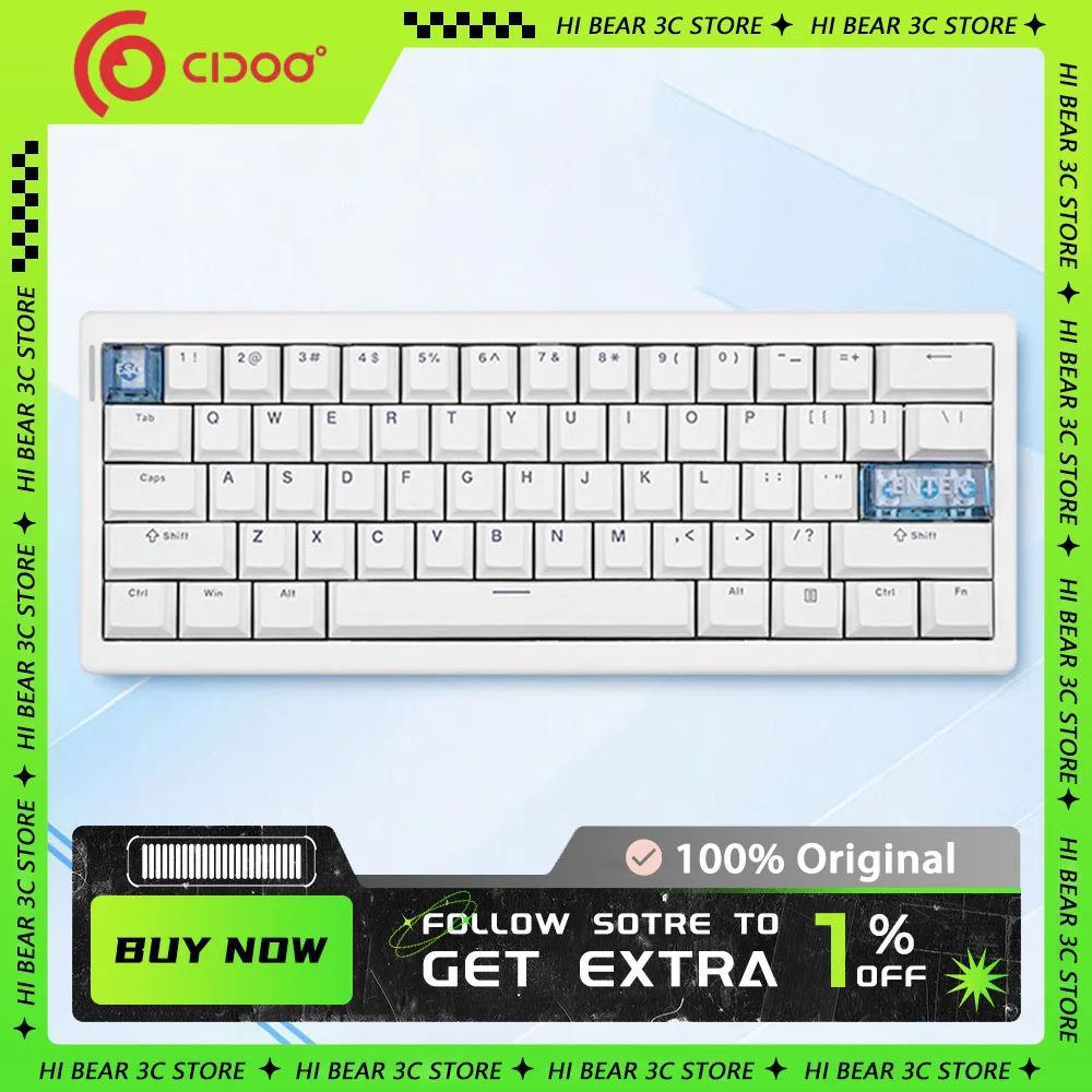 Cidoo Qk61 V2 Mechanical Keyboard Three Mode RGB Gasket Wireless Gaming Keyboard Customized Hot-Swap Support ViaQmk Office Gamer