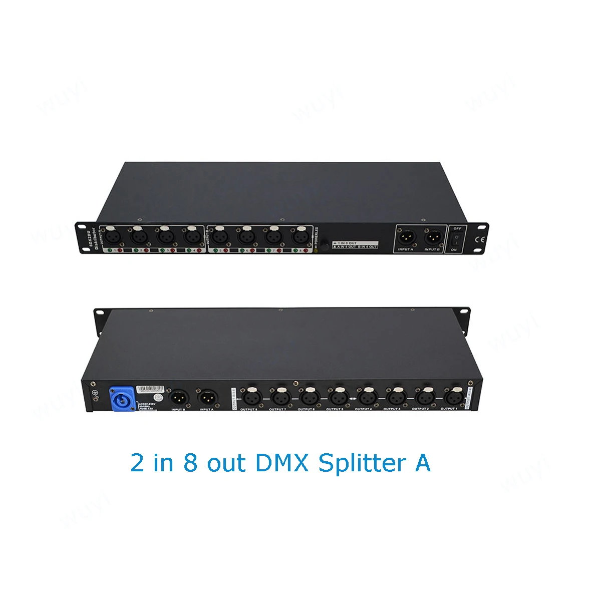 Distribuidor divisor de señal RDM DMX512 de 8 canales, amplificador aislado, expansor, 3 pines, 1 pulgada, 2 entradas, 8 salidas, enchufe Neutrik XLR