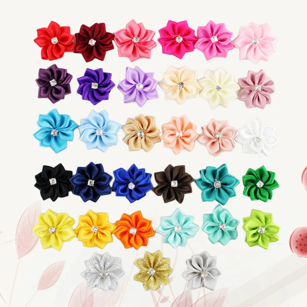 

50 pcs 3Cm Baby Girls Flower Headbands Diamond Cloth Hair Band For Newborn Kids Toddlers Party Wedding Photography Gift Headwear