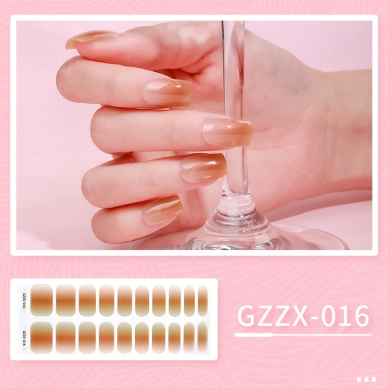 Autocollants pour ongles en Gel Semi-durci, bandes vernis à ongles, autocollants pour ongles en Gel avec lime à ongles