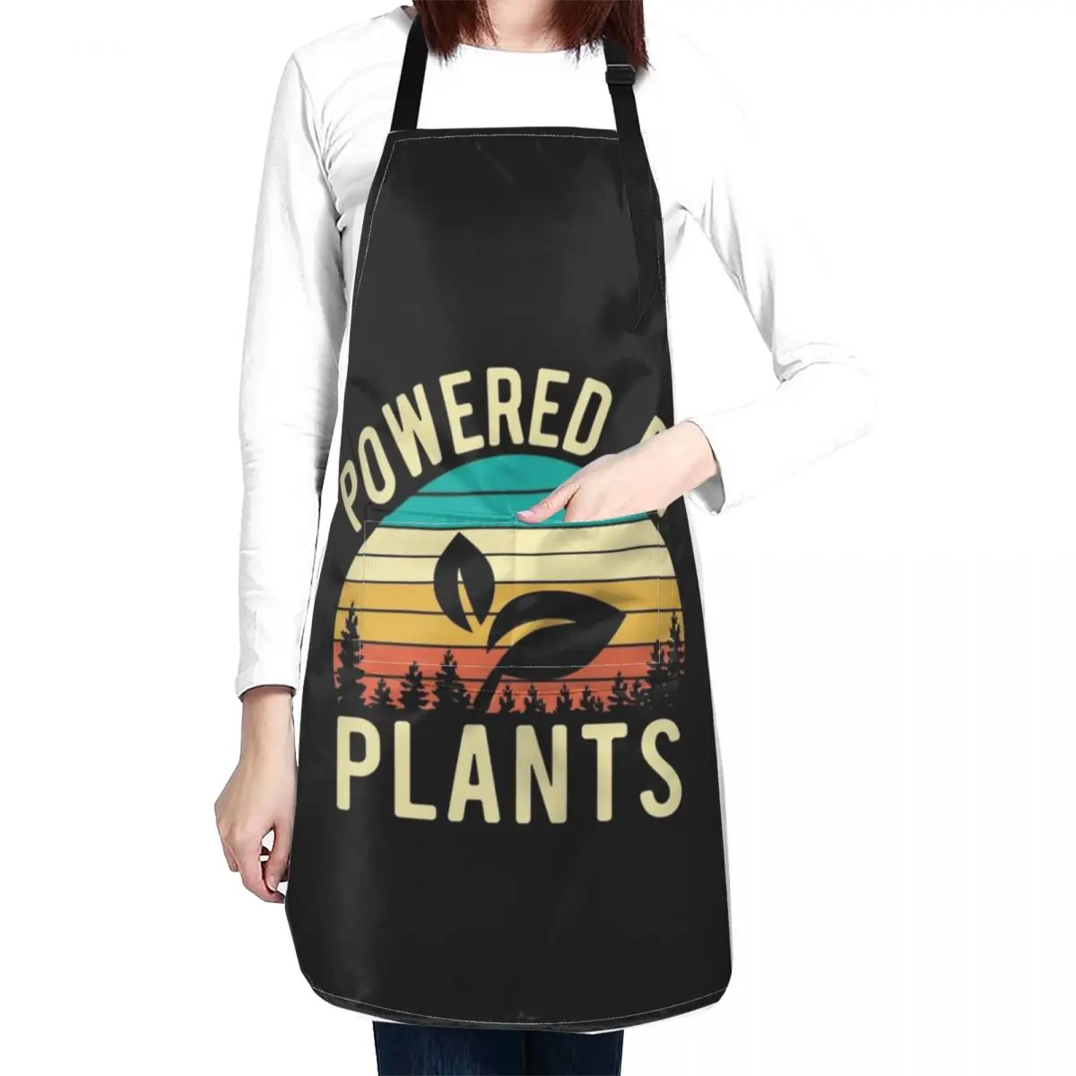 Vintage Sunset Powered By Plants Animal Lover Vicious Vegan Apron Kitchen Man Cleaning Products For Home Apron