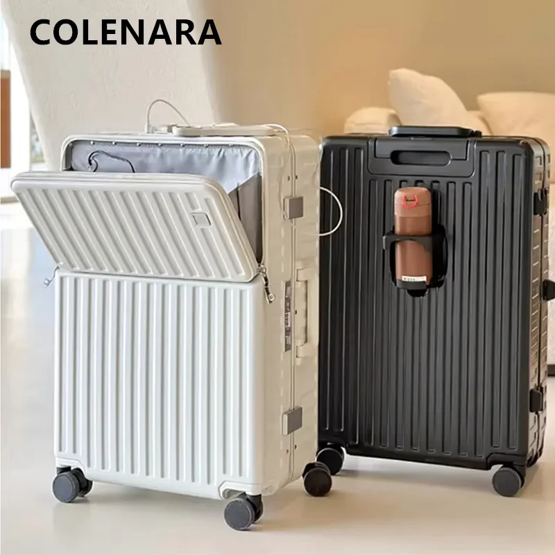 COLENARA Rolling Suitcase 20 Inch Front Opening Laptop Boarding Case 24