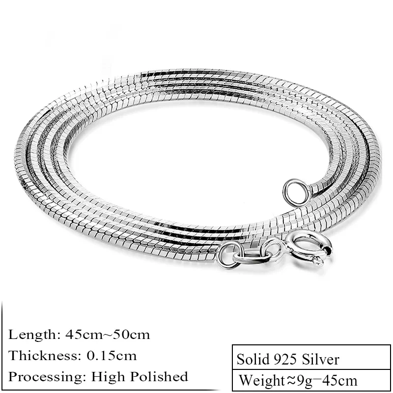 ZABRA Silver Choker Necklace For Men Women 1.5mm 45/50cm Long Steampunk 925 Sterling Silver Snake Style Biker Jewelry Chain