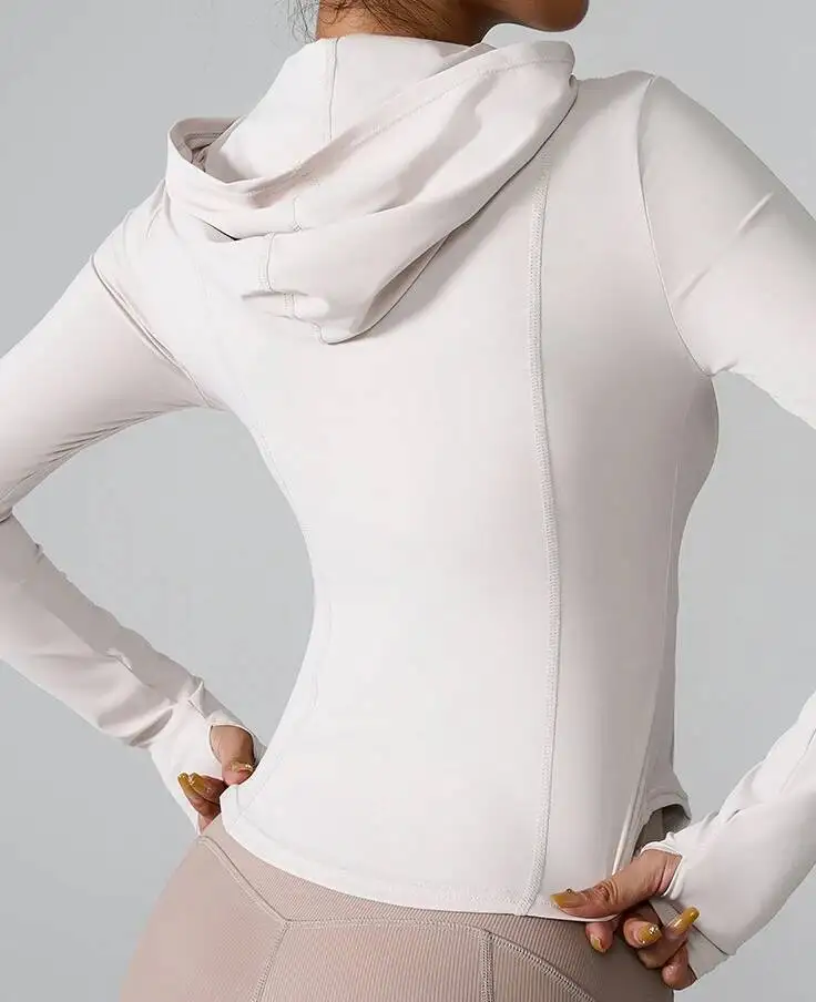 

Европейская и американская новая спортивная одежда с капюшоном для бега Fiess, куртка с длинными рукавами для йоги на молнии