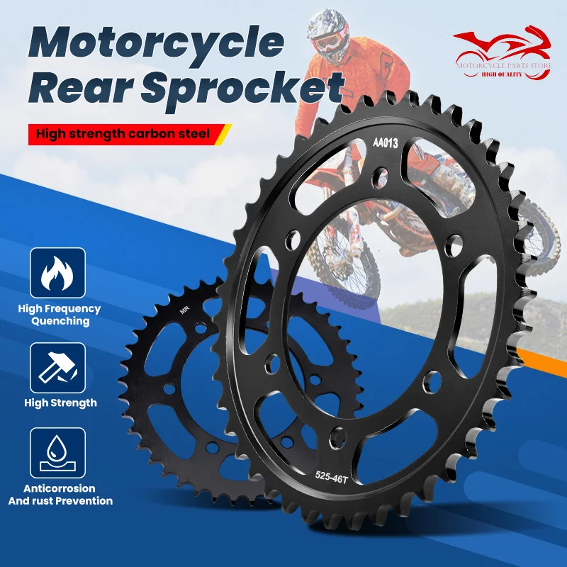 

525 45T 46T Rear Sprocket Wheel GSX-R1000 17-22 GSX-R750 11-21 Tenere 700 ABS 20-21 GSXR1000 GSXR 750 1000 For Suzuki Yamaha