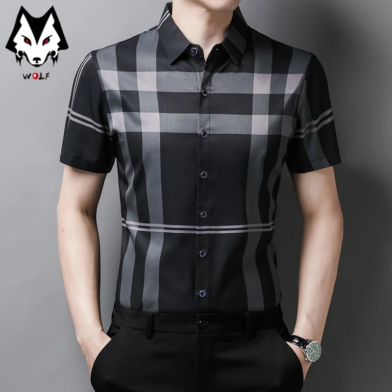 New Spring/Summer Men\'s Striped Short Sleeve Shirts Men\'s Sleeves Slim Fit Casual Shirts Hot Selling Spot Tops