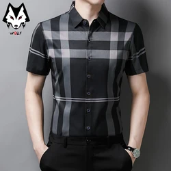 Camisas de manga corta a rayas para hombre, camisas informales ajustadas, Tops de punto, gran oferta, Primavera/Verano, nuevo