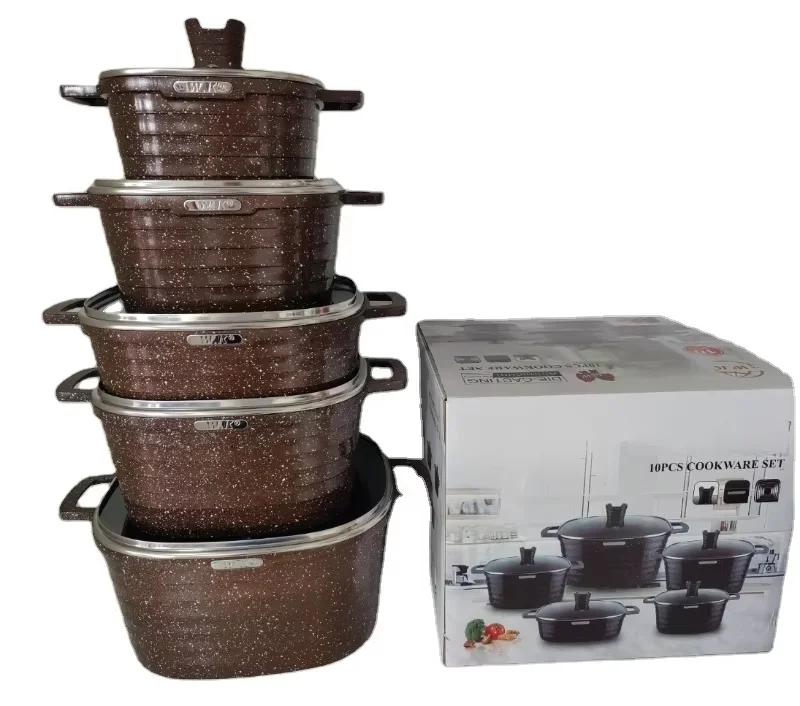 Custom Hot Selling Luxury 10 Pieces Kitchen Accessories Set Cookware New Arrival Popular Cookware Set