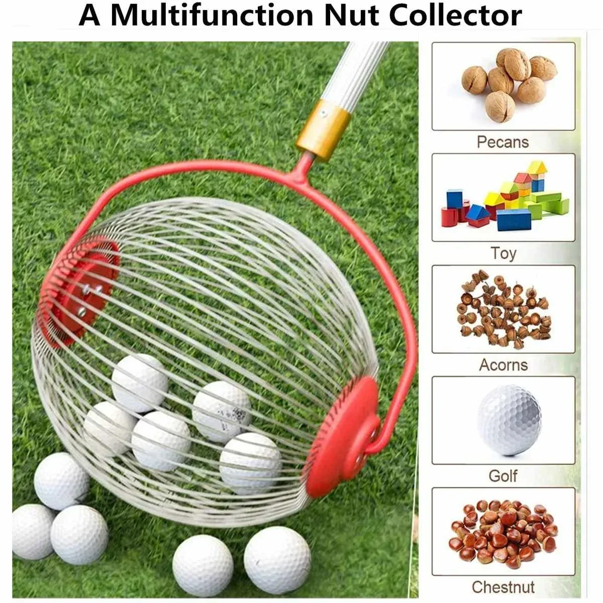 Nut Gatherer Fruit Collector Garden Nut Fruit Picker For Picking Up Walnut Chestnut Without Telescoping Pole With stick