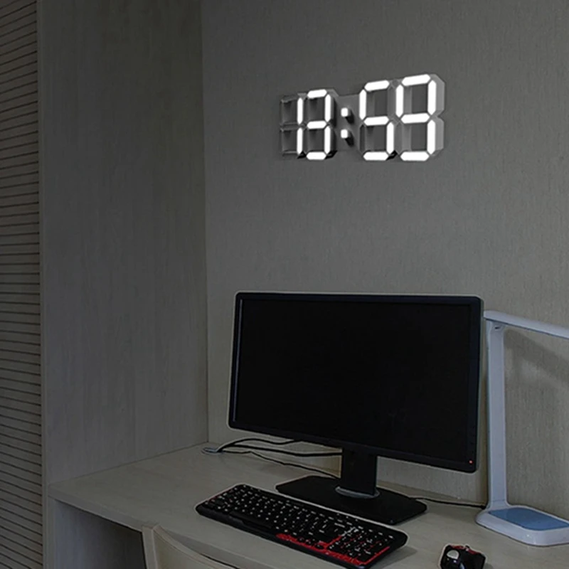 Nuevo Reloj despertador Digital LED 3D, reloj de pared tridimensional, termómetro, reloj electrónico para oficina, dormitorio, sala de estar