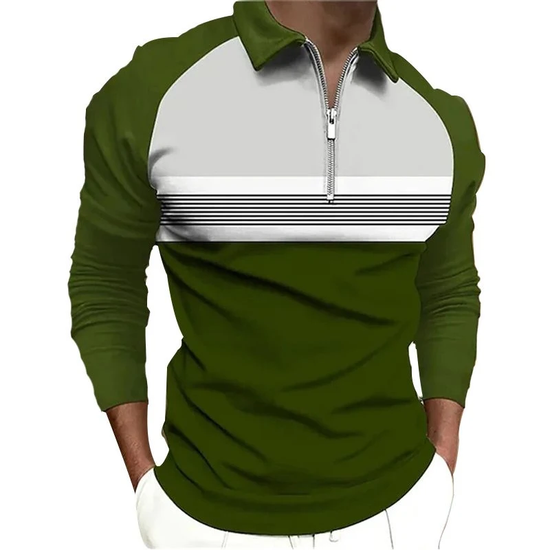 100% Polyester Summer Men Casual Long Sleeve Polo Shirt Men Sport Lapel Business Golf Polos Shirt Tops