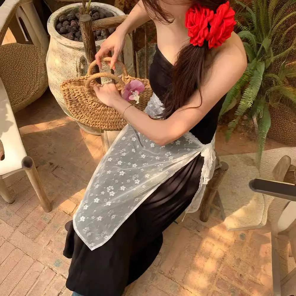 

Модная кружевная многослойная юбка с цветочным дизайном, уличная одежда, корейская эстетичная прозрачная верхняя юбка Y2K, легкая юбка с запахом для женщин