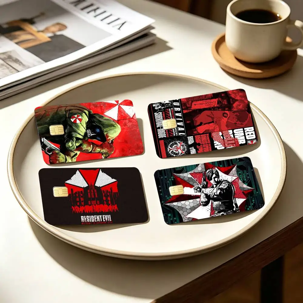 R-Resident Evil Umbrella Key 4pcs 1Set Card Stickers Small Waterproof Chip 4PCS Card Sticker Anti-Scratch