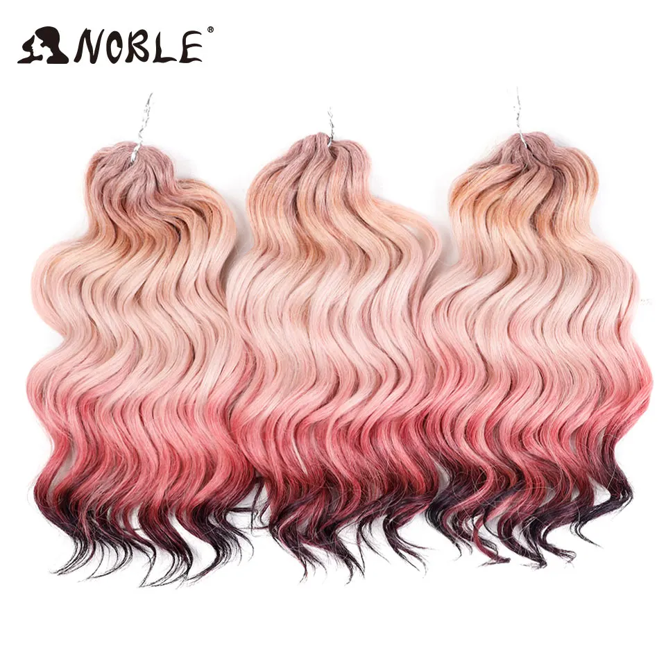 Noble Hair Twist Crochet Lockiges Haar 16“ Regenbogenfarben Tiefe Welle Flechthaar Ombre Blond Wasserwellen Flechthaarverlängerungen – Detail 7