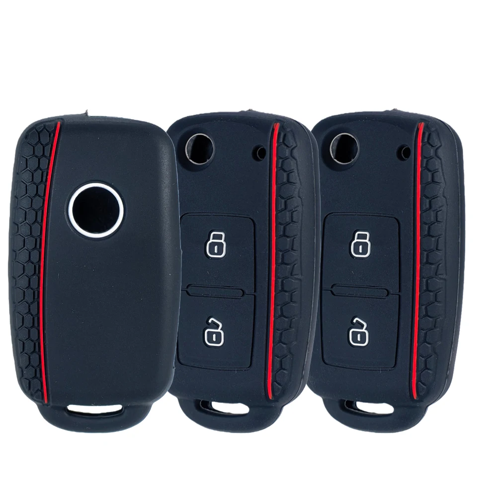 Funda con tapa para llave remota de coche, 2 botones, soporte para VW Volkswagen Amarok Polo Golf 4 5 6 MK4 Bora Jetta Altea Alhambra Passat Fox