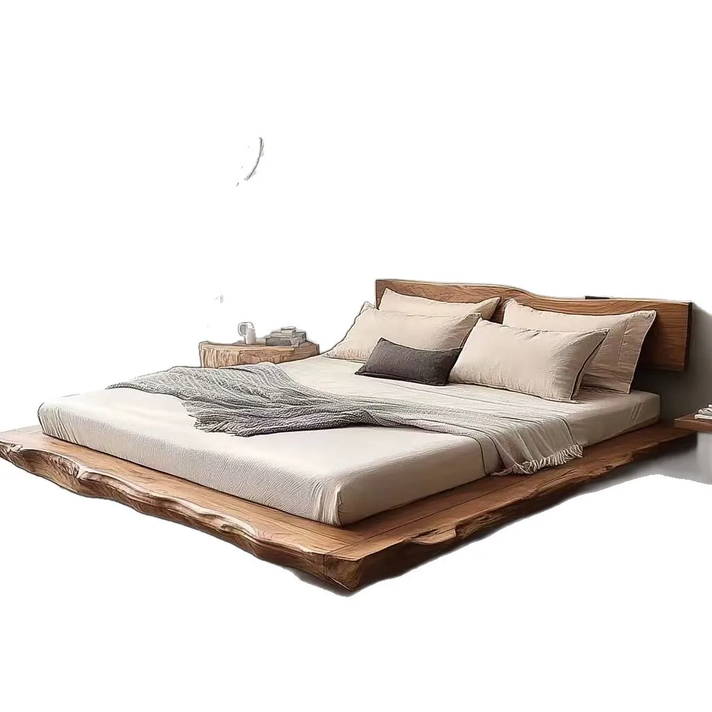 Wabi Sandy Wind Massivholz B&B Mittelalterliches Doppelbett Retro Naturkanten-Designer-Masterbett