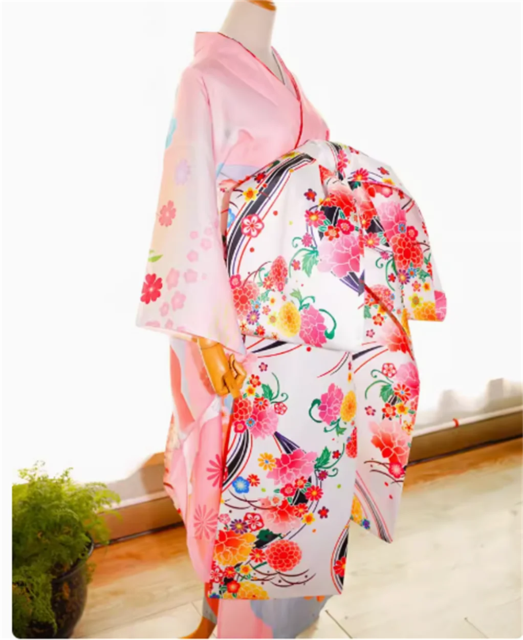 Japanse Kimono Riem Geisha Courtisane Taille Zegel Taille Bloem Lange Staart Strik