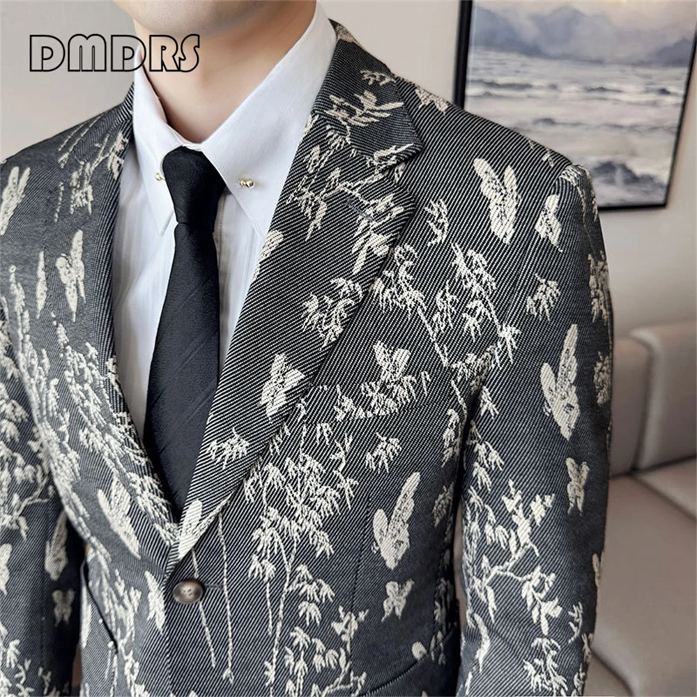 M-4XL Elegant Suit Blazer for Men Slim Fitted Fashionable Suit Jacket, Men's Smart Suits, Peak Lapel Formal Suit