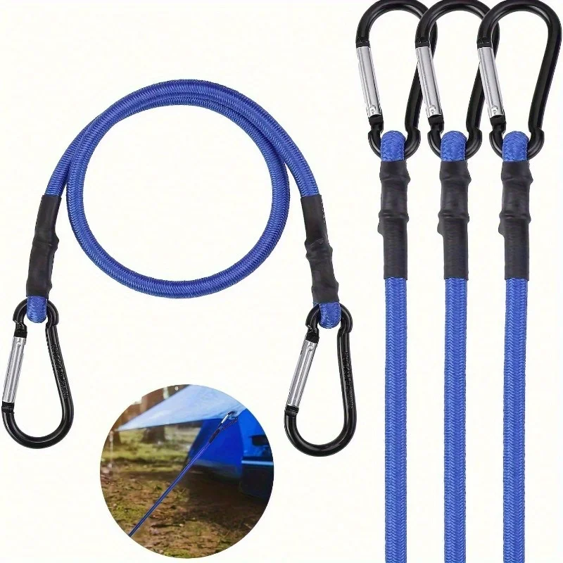 2pcs 24 Inch  Premium Rubber Heavy Duty Strap Strong Elastic Rope For Outdoor Tent, Camping Accessories
