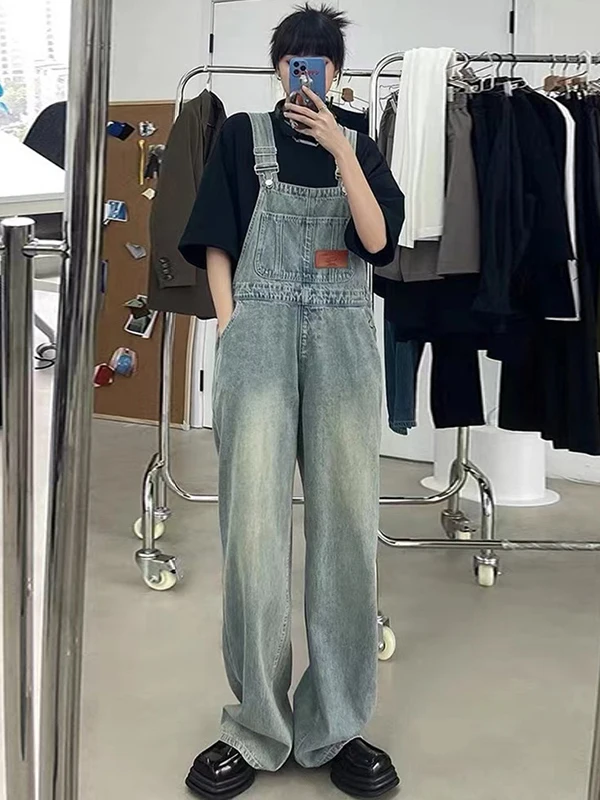 

Vintage Large Size Denim Overalls Women's Spring Autumn New Design Sensation Faionable One-Piece Pants Salt Series
