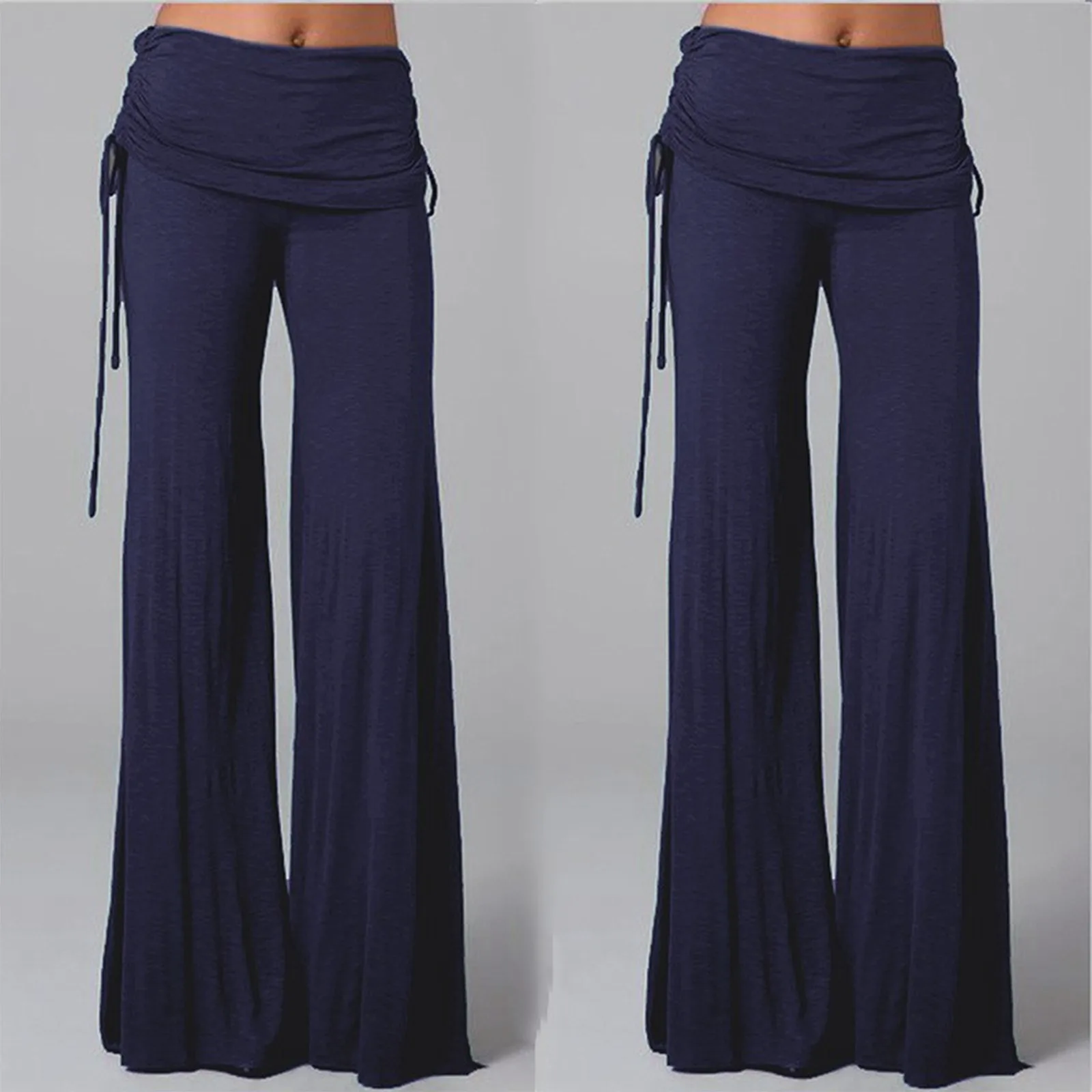 Women Long Flare Pants Autumn Fashion Casual Wide Leg Solid Color Loose Trousers Female Comfortable Dance Yoga Trousers