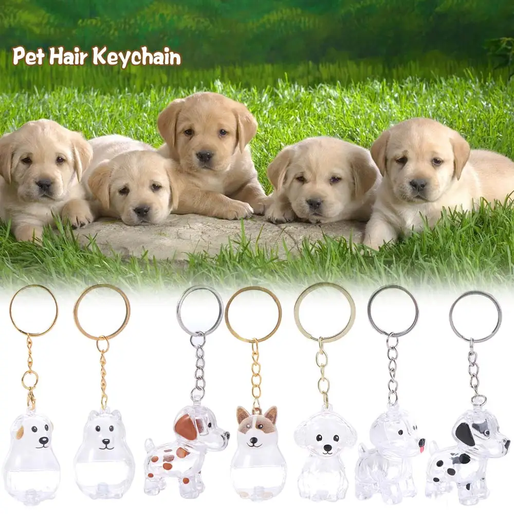 

Cartoon Dog Shape Dog Hair Storage Box Transparent DIY Handmade Pet Hair Keychain Keyring Acrylic Puppy Pendants Pet lovers