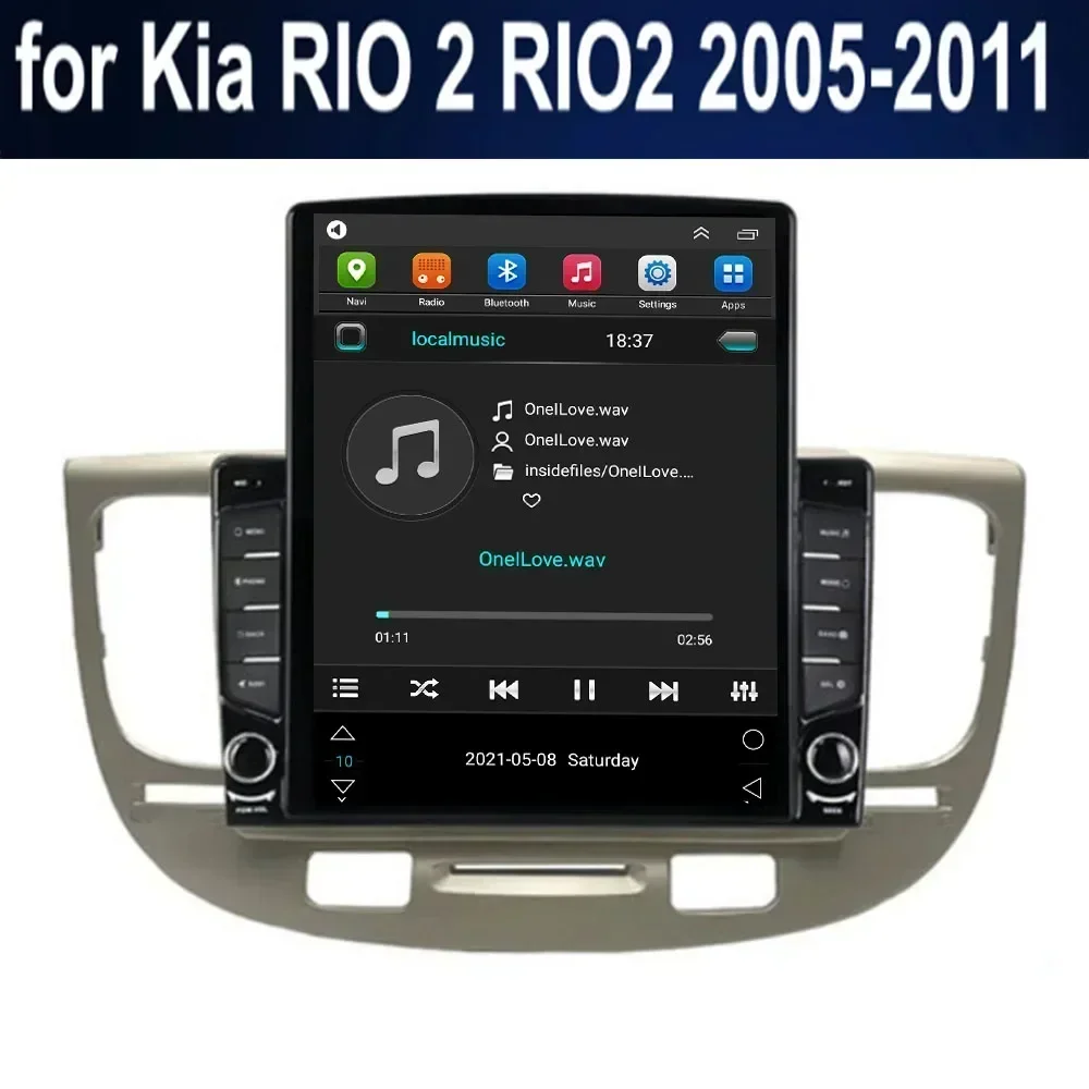 Для Tesla Style 2Din Android 13 Автомобильный радиоприемник для Kia RIO 2 RIO2 2005-2011 Мультимедийный видеоплеер GPS Стерео Carplay DSP RDS Камера