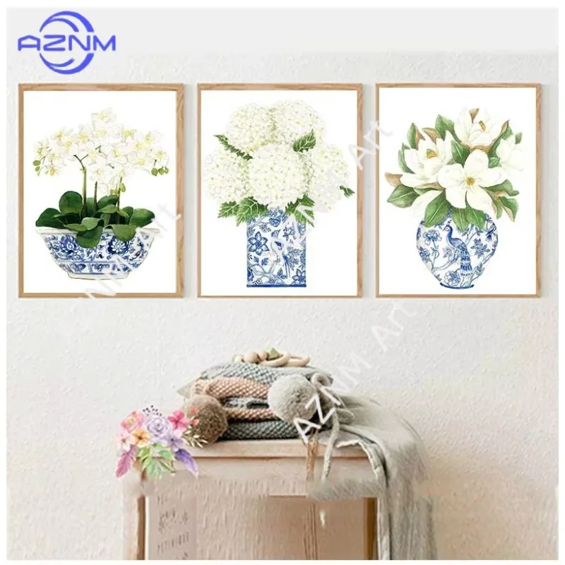 1/3 Stück Elegante Blumen-Keramik-Leinwand-Gemälde Wandkunst Poster Drucke Bilder für Wohnzimmer Ästhetische Dekoration Heim-Dekor