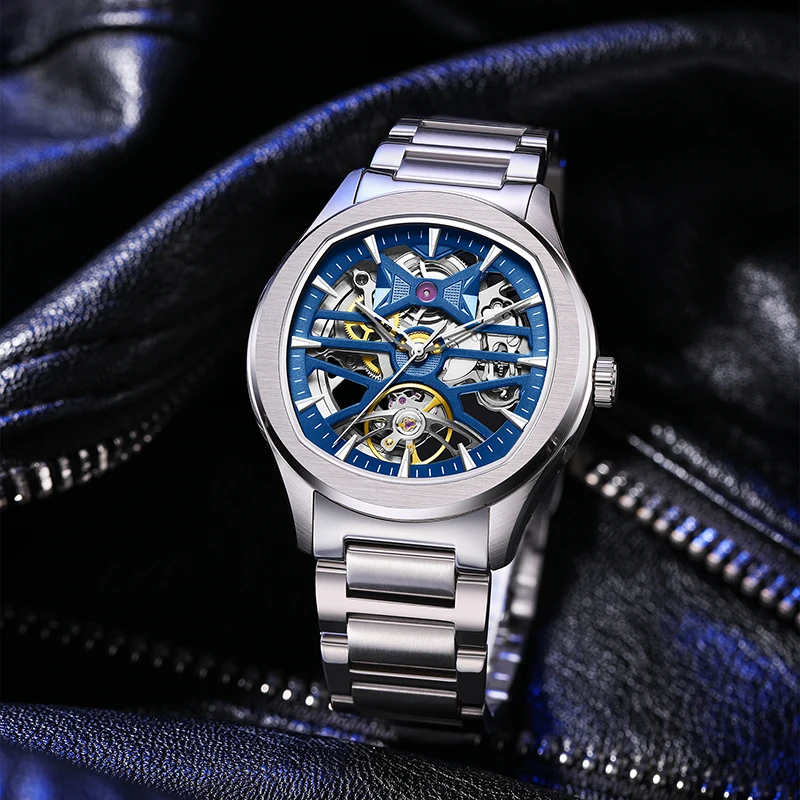 

Customized Logo Waterproof Automatic Mechanical Watch Simple Skeleton Design Silicone Strap Outdoor Wholesale Factory Direct