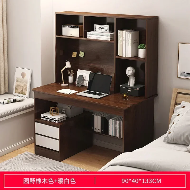 Simple Desk Bookshelf All-in-one Computer Desk Storage Space Student Home Study Bedroom Office Desk with Household Furniture