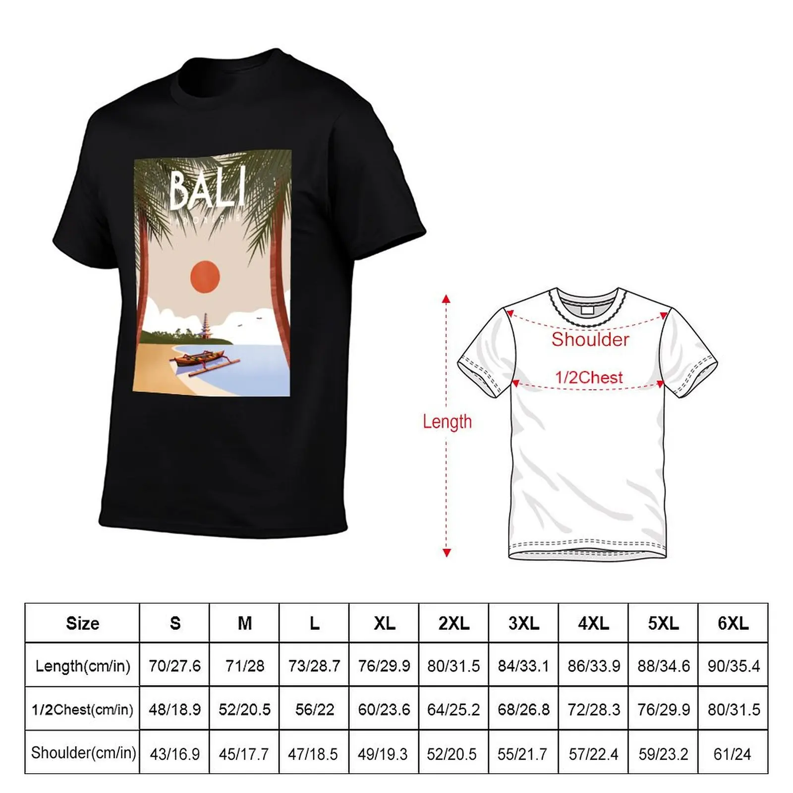 Bali Indonesia travel poster T-Shirt custom t shirt anime t shirts Funny t-shirt Men's t-shirts
