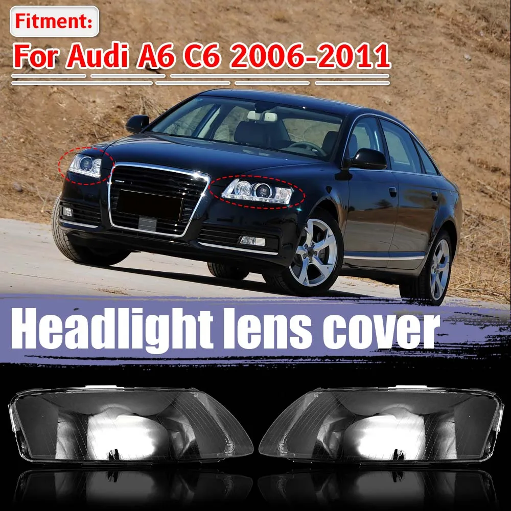 

Headlamp Cover For Audi A6 C6 2006-11 Headlight Lampshade Headlight Lens Lamp Hoods Lampshade Cover Lens Light Protection Shell