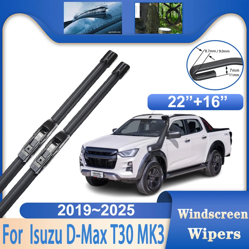 

Автомобильные щетки стеклоочистителя для Isuzu D Max T30, пикап MK3, аксессуары 2019 ~ 2025, стеклоочистители лобового стекла, автодождевые щетки