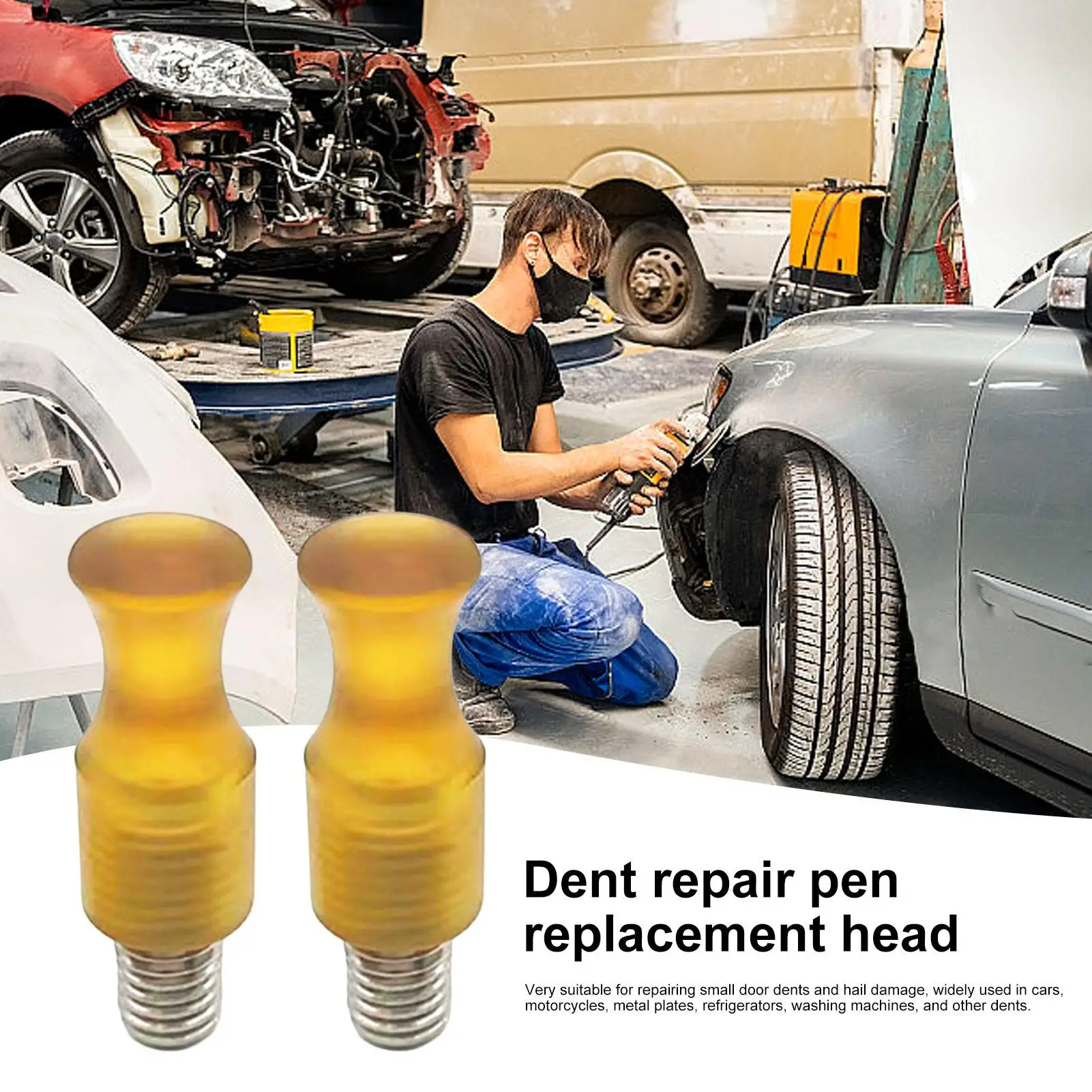 

Car Dent Removal Hammer Head 2 Pieces Leveling Hammer Tip M8 Car Dent Remover Tool Head For Automotive Vehicle RV SUV Truck